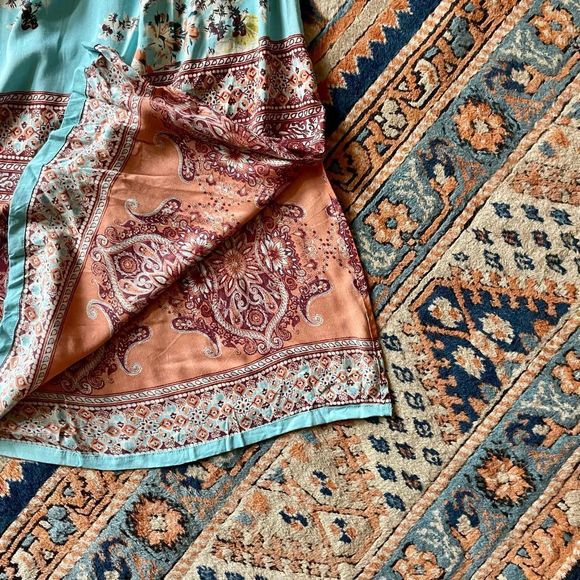 Angie Aqua Floral Patterned Strapless Dress - Picture 3 of 4